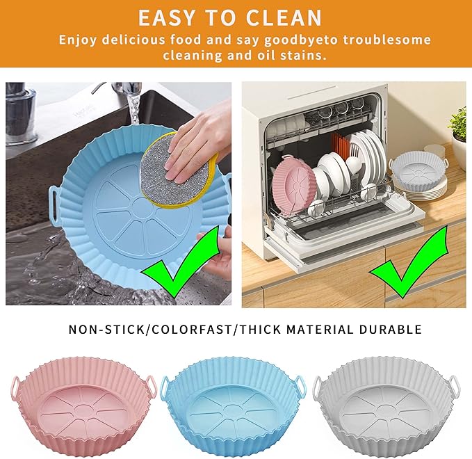 UOUYOO Air Fryer Silicone Pot, 3 pack Air Fryer Silicone Liners Fits 3QT - 5QT - Image 5