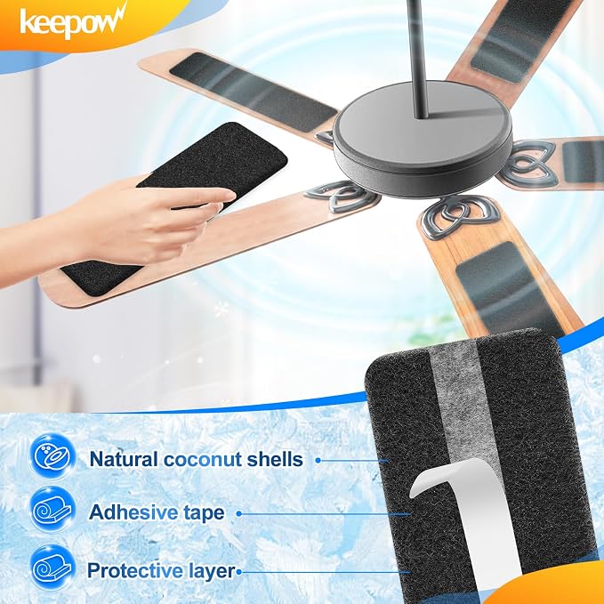KEEPOW Ceiling Fan Filters for Blades, Ceiling Fan Air Purifier Pads - Image 4
