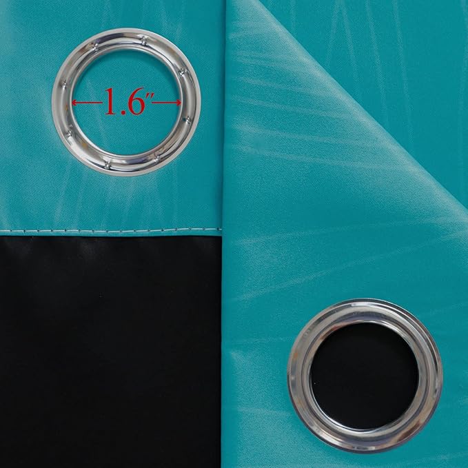 Estelar Textiler Ombre Teal and Purple Blackout Curtains 72 Inch Length 2 panels, Grommet Thermal Insulated Gradient Drapes for Kids Room, Full Light Blocking Blackout Curtains for Bedroom, 52x72 Inch