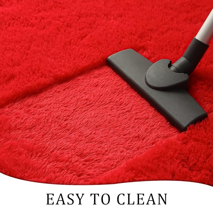 Chicrug Soft Runner Rugs for Bedroom Living Room Plush Fluffy Rug 2x6 Feet, Shag Furry Area Rug Carpet Non Shedding for Nursery Children Kids Girls Room Home Decorative, Red