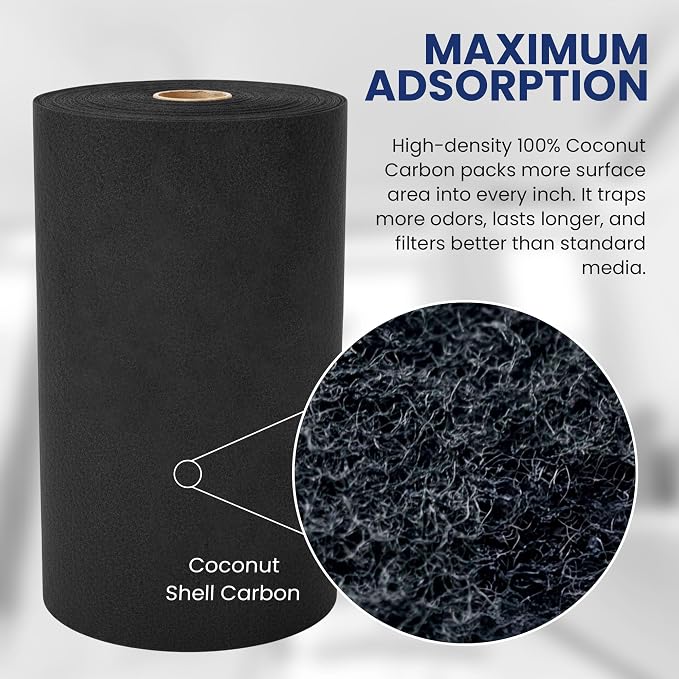 Activated Carbon Filter Media Roll, 31 in x 100 ft | Cut to any size; 1/4 in; - Image 6