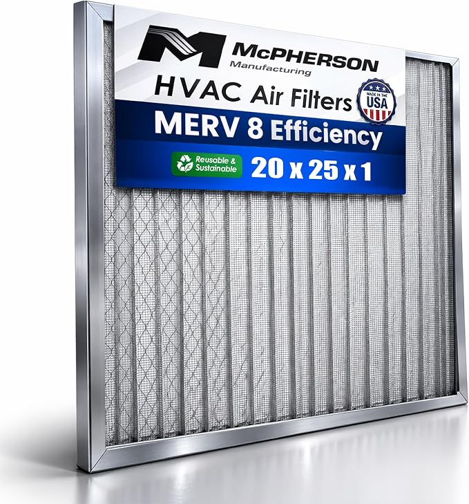 McPherson Reusable Air Filter 25x20x1 | Washable MERV 8 | Made in USA Metal by McPhersonManufacturing