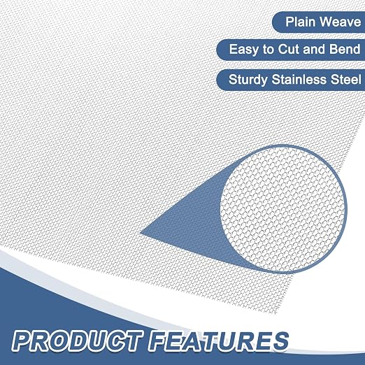 uxcell 30 Mesh 39" x 12" Woven Wire Mesh, 304 Stainless Steel Air Vent Filter - Image 3