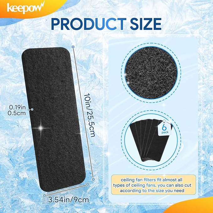 KEEPOW Ceiling Fan Filters for Blades, Ceiling Fan Air Purifier Pads - Image 5