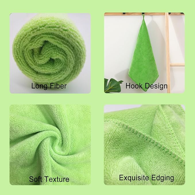 Reusable Thick Microfiber Cleaning Cloths Pastel Kitchen Towels - Image 3