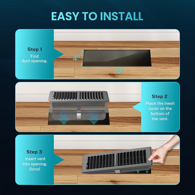 Floor Register 4 x 10 Inch, HG Power 4 Pack Heavy Duty Floor Vent Covers - Image 7
