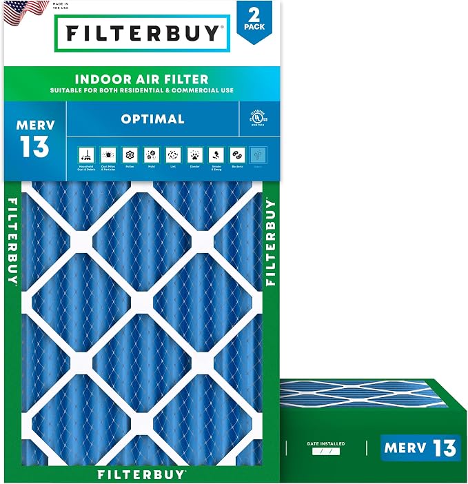 Filterbuy 8x16x4 Air Filter MERV 13 Optimal Smoke & Allergy Defense, by Filterbuy