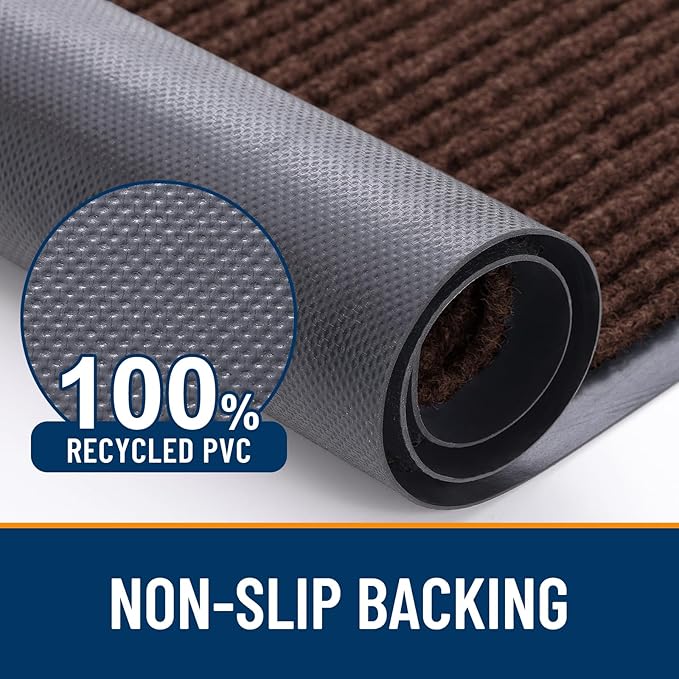 OLANLY Front Door Mat Indoor Outdoor Entrance, Waterproof Heavy Duty Doormat, Fade Resistant, Low Profile, Easy Clean Patio Porch Welcome Floor Mats for Entry, 47x30, Brown
