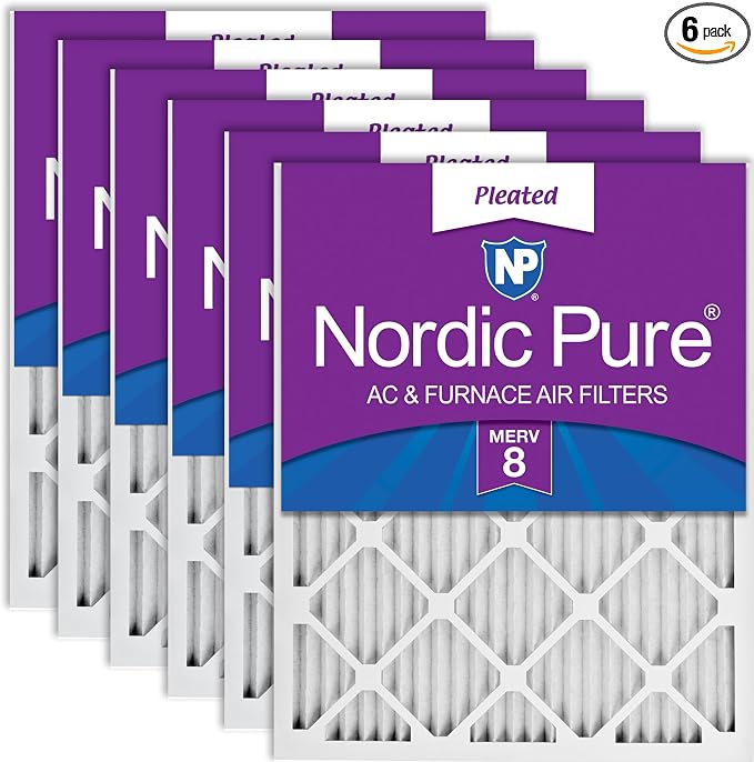 Nordic Pure 16x16x1 MERV 8 Pleated AC Furnace Air Filters 6 Pack by NordicPure