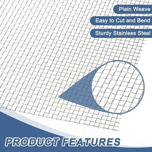 uxcell 6 Mesh 118" x 10" Woven Wire Mesh, 316 Stainless Steel Air Vent Filter - Image 3
