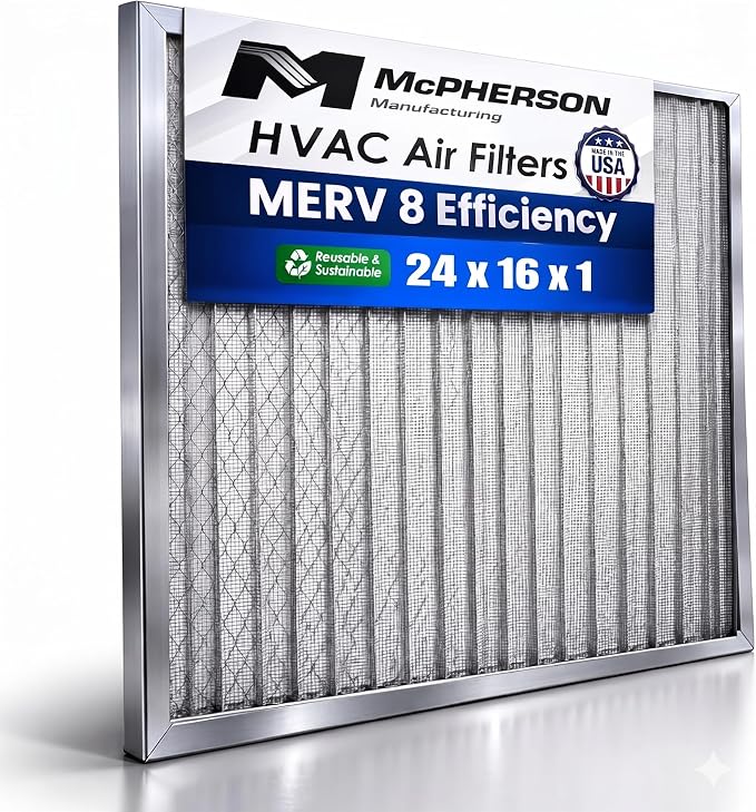 McPherson Reusable Air Filter 24x16x1 | Washable MERV 8 | Made in USA Metal by McPhersonManufacturing
