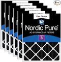 Nordic Pure 25x25x1 Pleated MERV 8 Pure Carbon Air Filters 6 Pack | Actual by NordicPure