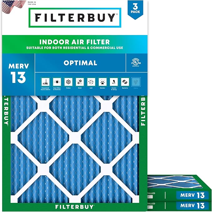 Filterbuy 19x20x1 Air Filter MERV 13 Optimal Smoke & Allergy Defense, by Filterbuy