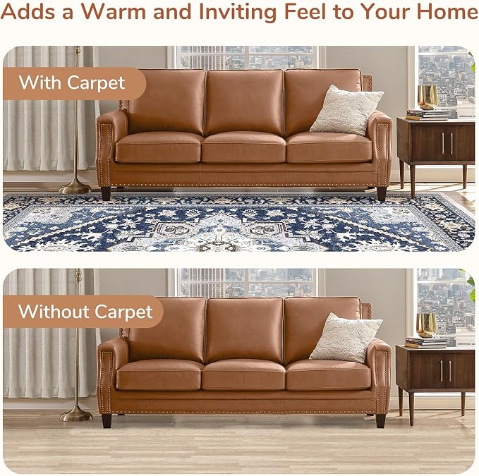 OPPODREAM Soft Area Rugs 3x5, Washable Rugs with Non Slip Backing, Low-Pile Throw 3x5 Carpet, Faux Cashmere 3 x 5 Carpet, Navy Blue & Gold