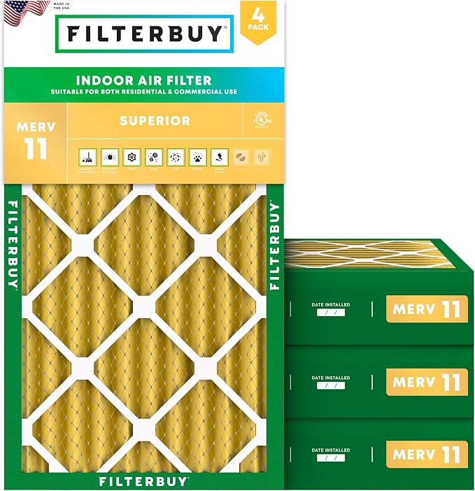 Filterbuy 12x24x4 Air Filter MERV 11 Superior Pet & Allergy Defense, by Filterbuy