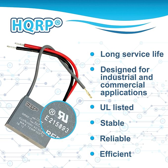 HQRP Capacitor Compatible with Harbor Breeze Ceiling Fan 3.5uf+5uf+6uf 5-Wire - Image 3