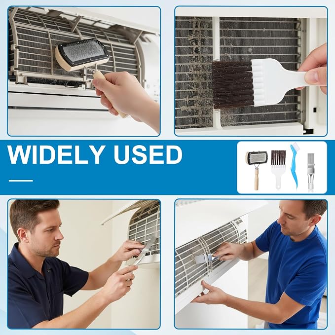 5 Pcs Air Conditioner Condenser Fin Cleaning Brush Kit, Stainless Steel AC Fin - Image 6
