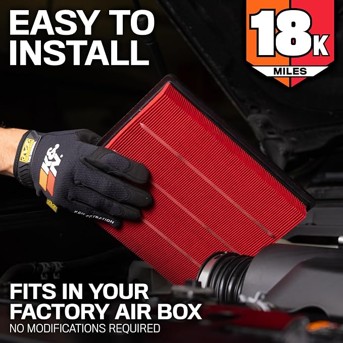 K&N Engine Air Filter: Long Life 18, 000 Mile Replacement Air Filter: Compatible - Image 4