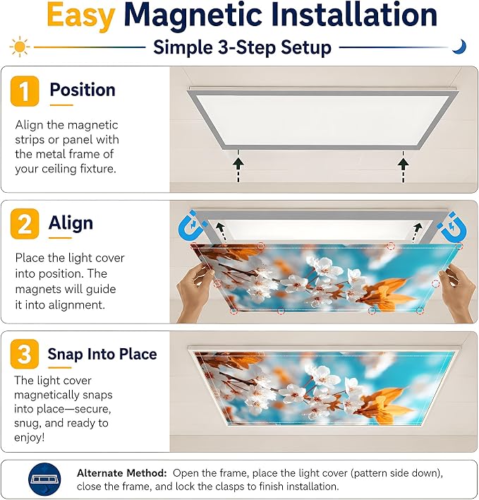 2 Pack Autumn Leaf Blossom Decorative Ceiling Light Covers, Magnetic 4x2 Ft - Image 7