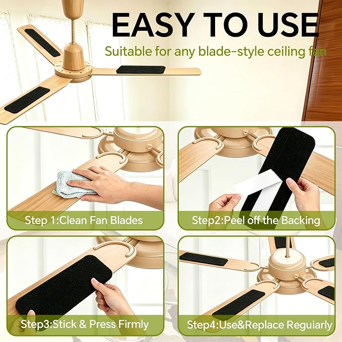 20 Pack Ceiling Fan Filters for Blades, 9.9" X 3.5" Activated Coconut Carbon - Image 2