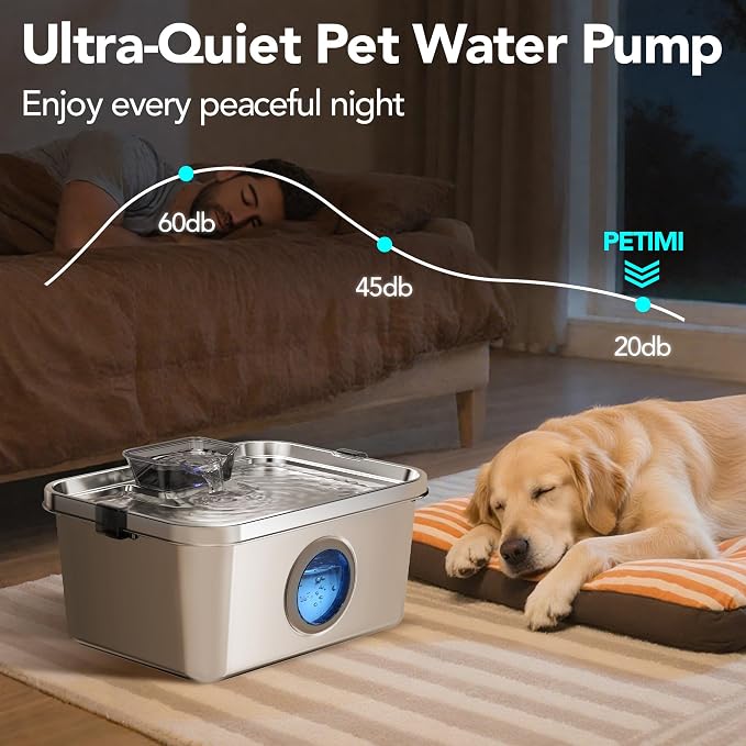 PETIMI Dog Water Fountain, 3 Gallons Stainless Steel Dog & Cat Water Fountain - Image 6