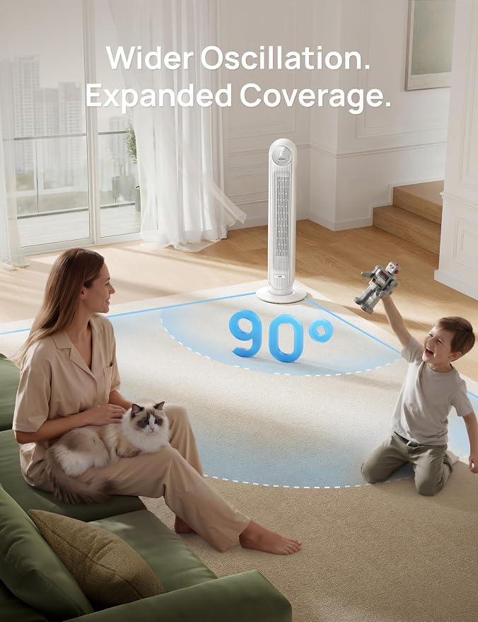 DREO Tower Fan for Bedroom, 2026 Upgraded DC Motor, 28ft/s Smart Standing Fans - Image 5