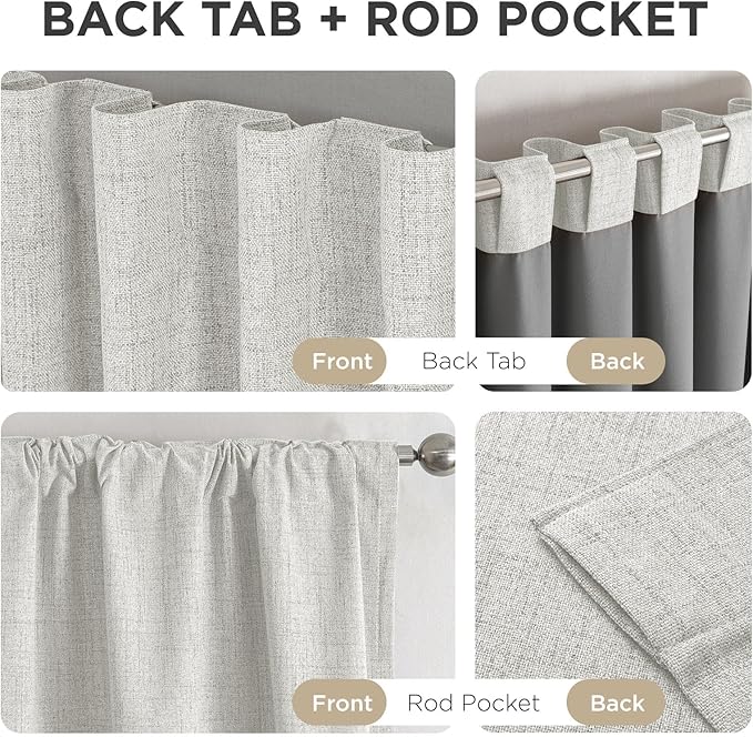 Joydeco Blackout Curtains for Bedroom - 100% Light Blocking 2 Panels Set White Drapes 37" W x 84" L, Thermal Insulated Room Darkening Curtains, Linen Textured for Living Room, Rod Pocket & Back Tabs