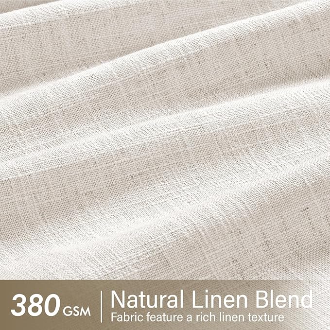 MIULEE 102 Inches Long Pinch Pleated Thick Linen Curtains 2 Panels for Living Room Bedroom, Memory Trained Linen Textured Drapes Pleat Back Tab Light Filtering Boho Natural Window Curtains with Hooks