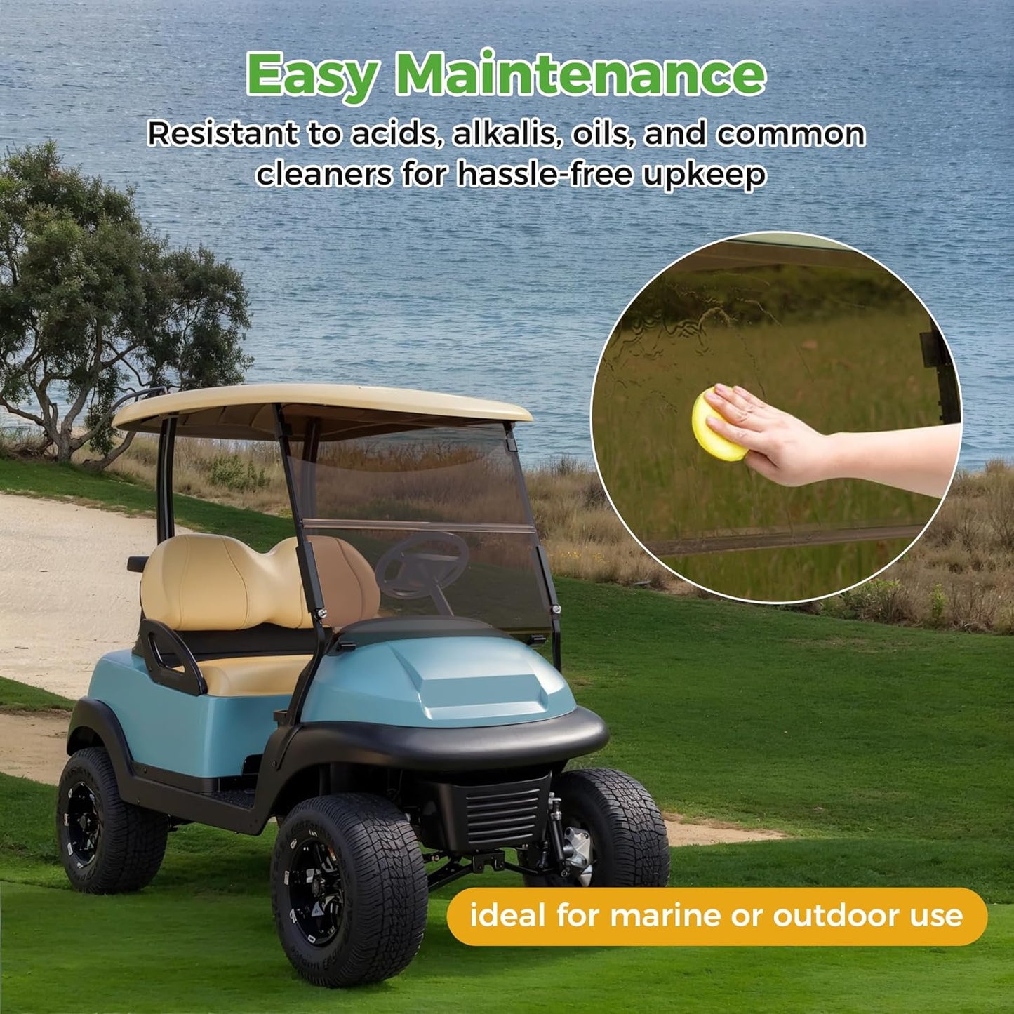 10L0L Golf Cart Windshield for Club Car Precedent 2004-Up, Tempo, 2017-Up Onward, Clear/Tinted Fold Down Club Car Windshield Anti-UV Impact Resistant - 37.5"W X 33.6"H