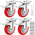 4 Inch Caster Wheels Heavy Duty Casters Set of 4 Lockable Cart Wheels by Castrek
