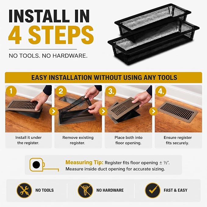 HAAK - Floor Vent Cover Trap, Durable Screen That Attaches Easily to Vent Covers - Image 5