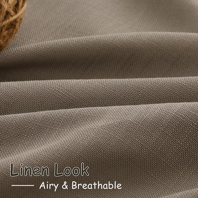 Dark Taupe Linen Curtains 90 Inch Length 2 Panels Set for Living Room Rod Pocket Back Tab Window Drapes Light Filtering Modern Farmhouse Curtain 90 Inches Long for Dining Room Bedroom Nursery 52x90