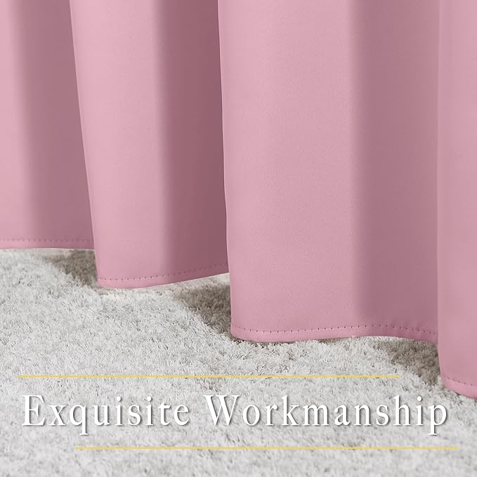 NICETOWN Crystal Pink Blackout Draperies Curtains - Window Treatment Thermal Insulated Solid Grommet Blackout Curtains/Drapes for Bedroom (Set of 2 Panels, 52 by 72 Inch, Crystal Pink)