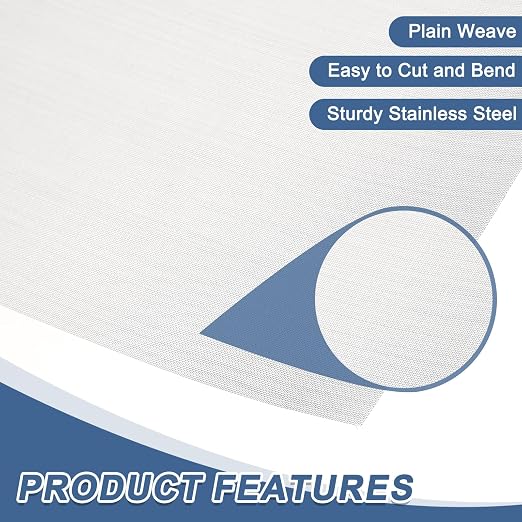 uxcell 60 Mesh 118" x 12" Woven Wire Mesh, 304 Stainless Steel Air Vent Filter - Image 3