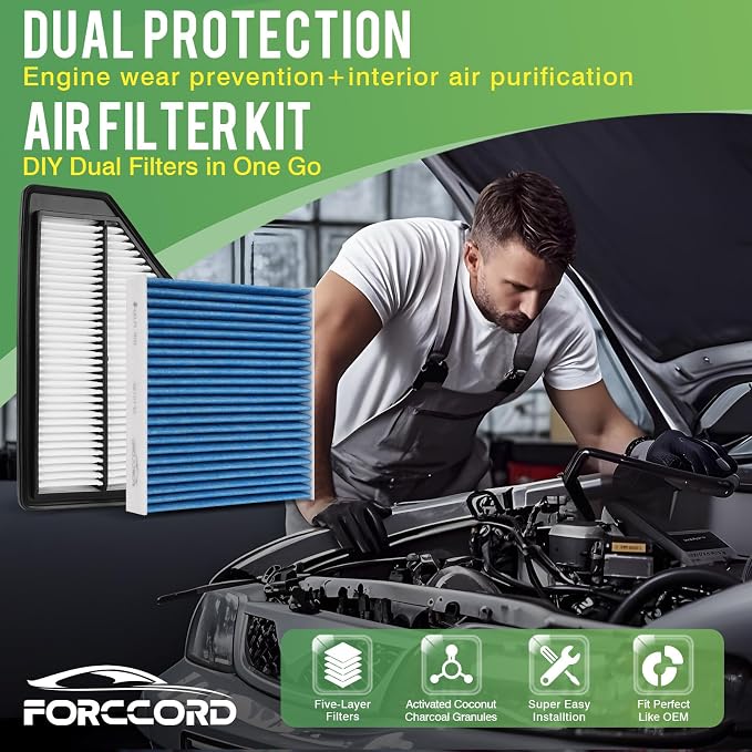 Cabin & Engine Air Filter Fit for Honda Odyssey 2011-2017 3.5L Activated Carbon - Image 2