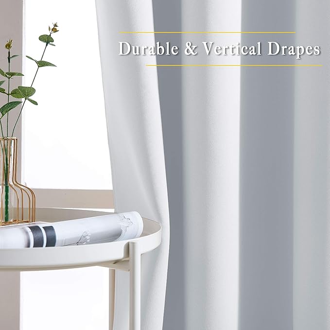 NICETOWN Greyish White Curtains 84 inch Length 2 Panels, Grommet Thermal Insulated Window Treatments Light & Sound Reducing Drapes for Living Room/Bedroom, W46 x L84
