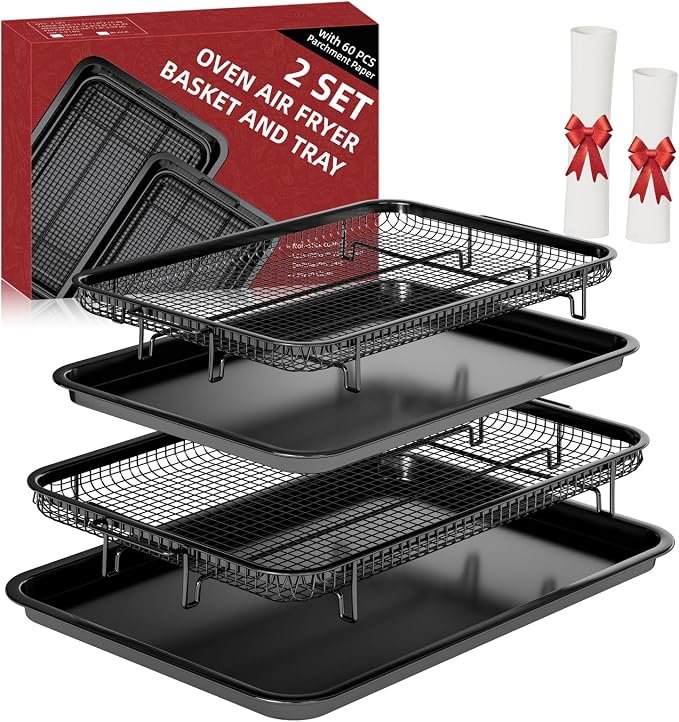 Air Fryer Basket for Oven, 2 Set Air Fryer Basket and Tray Set by THORSES