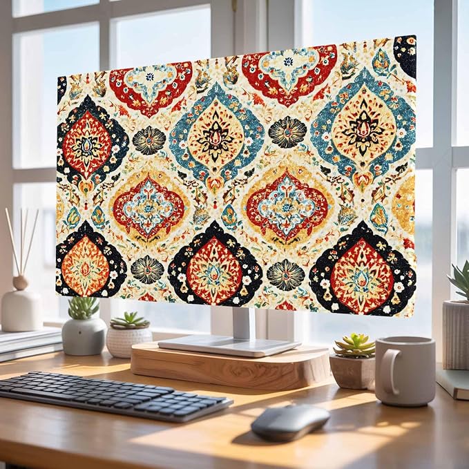 Retro Boho Moroccan Geometric Indoor TV Cover, Elastic TV Screen Protector - Image 4