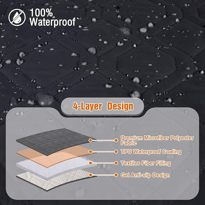 VANSOFY Waterproof Recliner Couch Covers, Sofa Covers 1-Piece Washable Reclining Sofa Cover Non-Slip Furniture Protector with Elastic Straps Pocket for Dogs, Pets(Black,3 Seater)