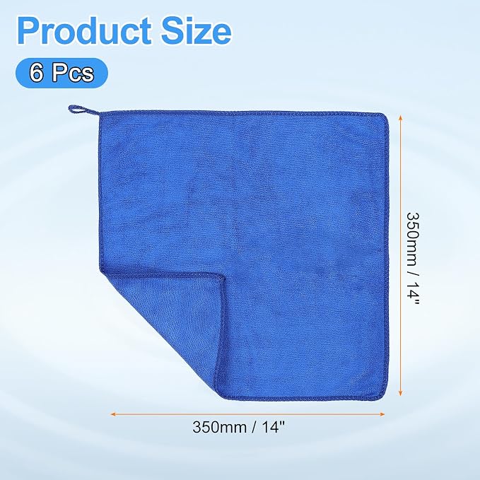 HARFINGTON 6 Pack Microfiber Cleaning Cloth, Sapphire Blue - Image 2
