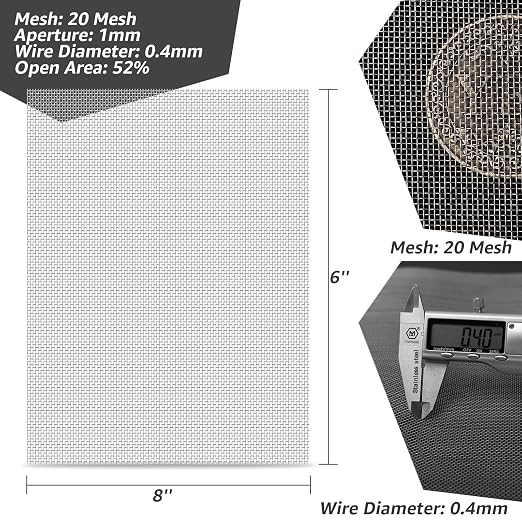 AMZDEPOT 6 Pack 6x8 Inch Wire Mesh, 20 Mesh Stainless Steel Mesh, Never Rust - Image 2