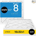 Simply 16x32x1 Air Filter, Merv 8, 6 Pack, by SimplyFilters