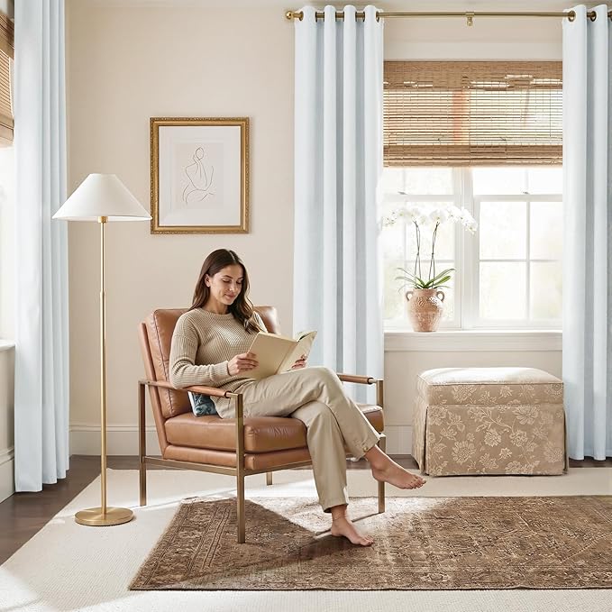 NICETOWN Farmhouse 100% Blackout Linen Curtains for Bedroom, Off White, 52" Wide, 2 Pieces, Privacy Vertical Window Drapes 84 inch Long for Office Laundry Windows
