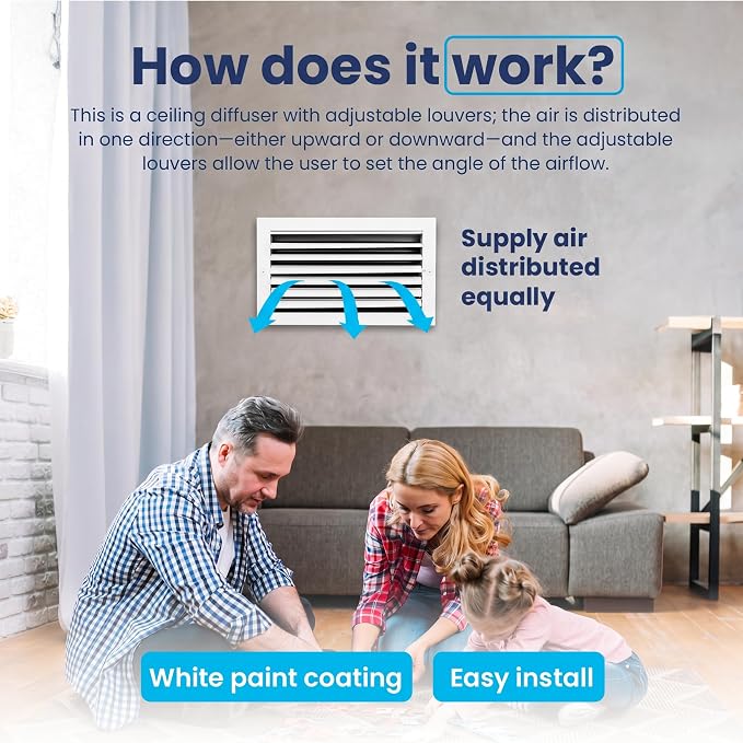 Aluminum 1-Way Air Supply Vent Register 8x14 Wall Ceiling HVAC Cover Quiet - Image 7