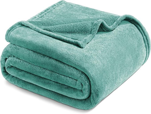Exclusivo Mezcla Fleece Blankets Queen Size for Bed, Super Soft and Warm, All Season, Cozy, Plush, Lightweight, 90x90 Inches, Celadon