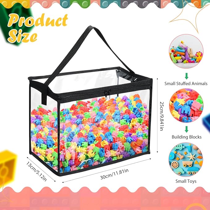 3 Pcs Toy Storage Bags with Zipper Large Clear PVC Organizing Bags - Image 2