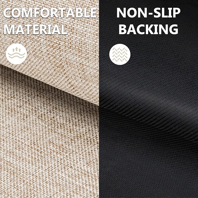 LEKEEPGO Ultra Thin Indoor Door Mat 24"x36", Low-Profile Door Mat Indoor Entrance, Non Slip Rubber Backing Inside Doormat Washable Welcome Front Entryway Dirt Trapper Entry Mat, Khaki