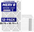Filter King Air Filters 29.75x35.75x1 | 12 Pack | MERV 8 HVAC Pleated AC by FilterKing