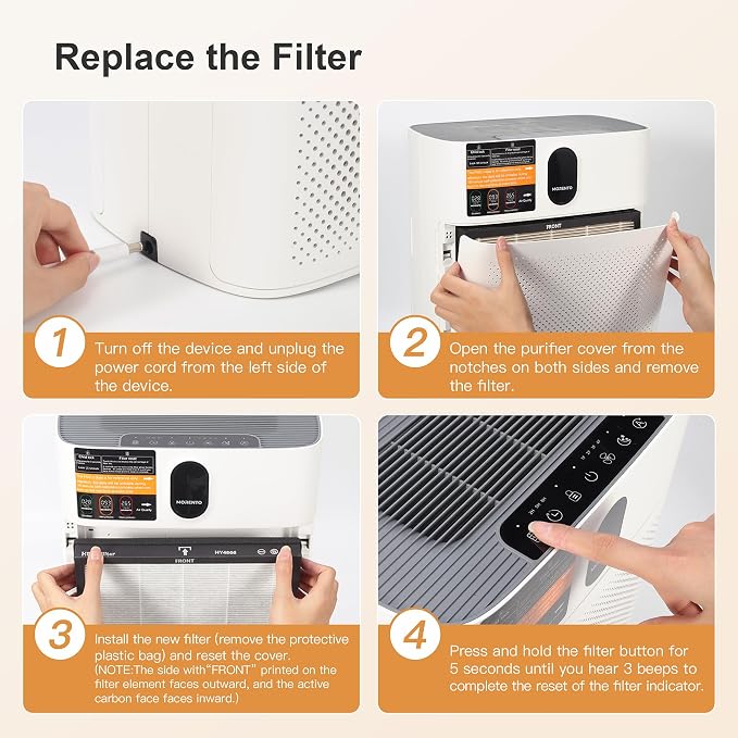 MORENTO 2 Pack HY4866 Genuine Air Purifier Replacement Filter - Image 9
