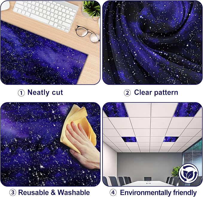 Aheroi 4 Pcs Magnetic Light Cover Fluorescent Office Light Covers, Cloud Light - Image 3